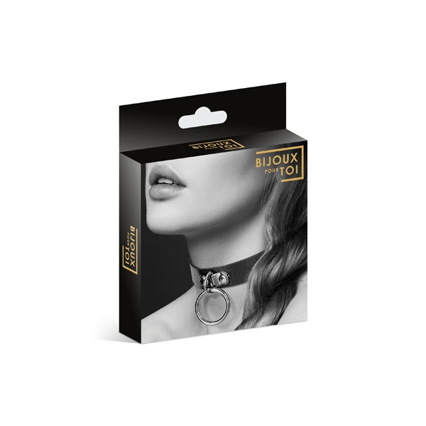 Чокер с кольцом черный COLLIER FETISH NOIR
