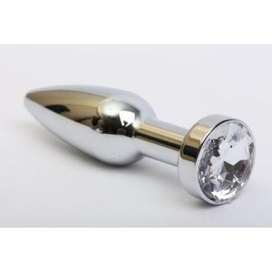 ПРОБКА МЕТАЛЛ СЕРЕБРО С ПРОЗРАЧНЫМ СТРАЗОМ 11,2Х2,9СМ 47437-4MM