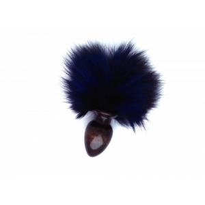 АНАЛЬНАЯ ПРОБКА С СИНИМ ЗАЯЧЬИМ ХВОСТОМ 40ММ HT40BLACK/BLUE