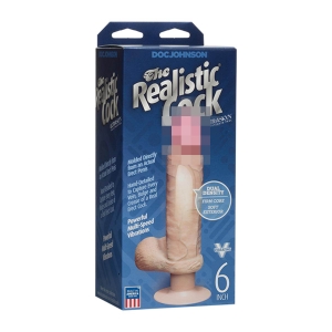 Вибромассажер реалистик 6 с мошонкой на присоске The Realistic® Cock UR3® Vibrating 6” - White
